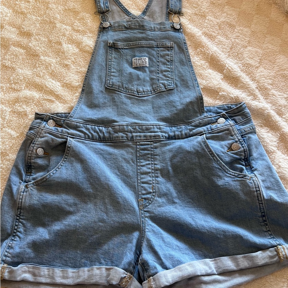 Levi's Light Blue Denim Short Overalls
